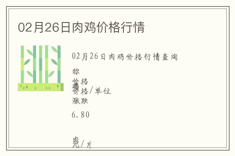 02月26日肉雞價格行情