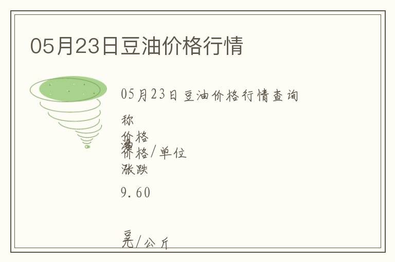 05月23日豆油價格行情