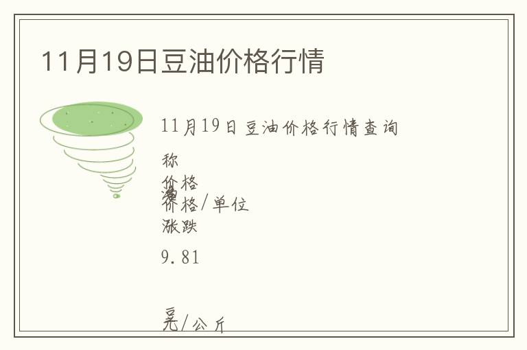 11月19日豆油價格行情