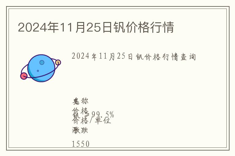 2024年11月25日釩價(jià)格行情