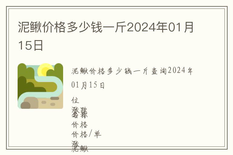 泥鰍價格多少錢一斤2024年01月15日