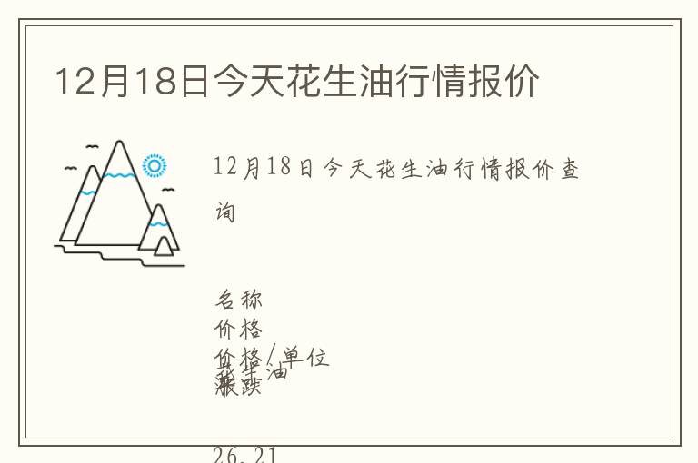12月18日今天花生油行情報價