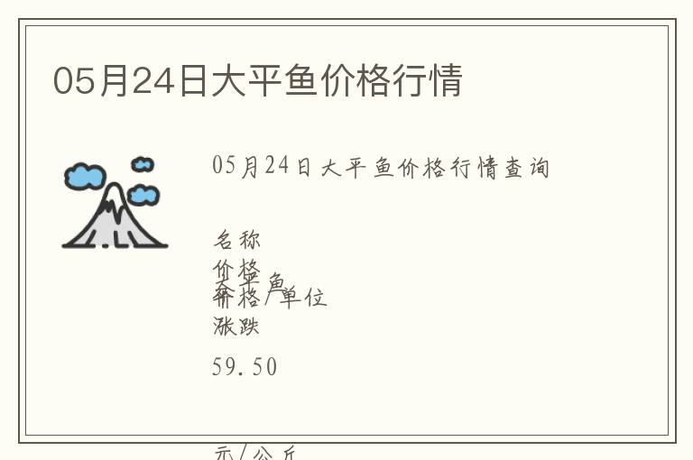 05月24日大平魚價格行情