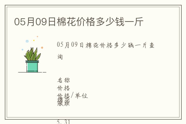 05月09日棉花價(jià)格多少錢一斤