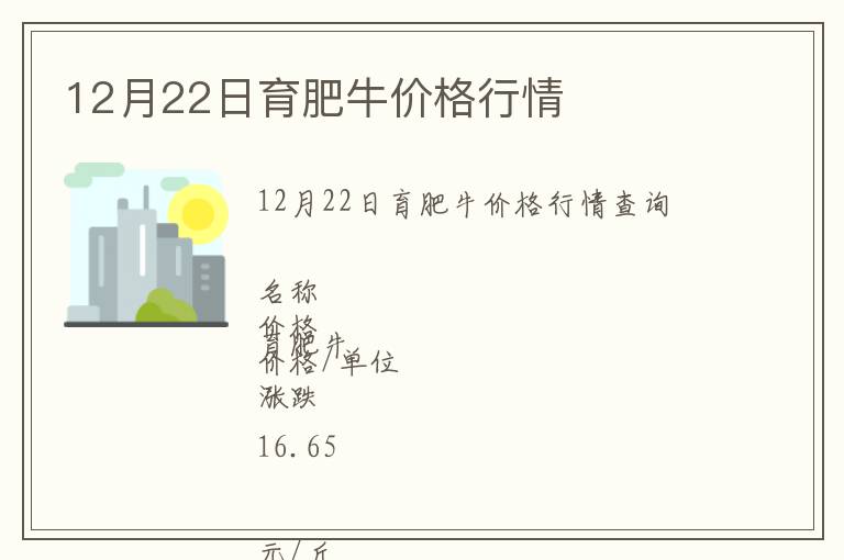12月22日育肥牛價格行情