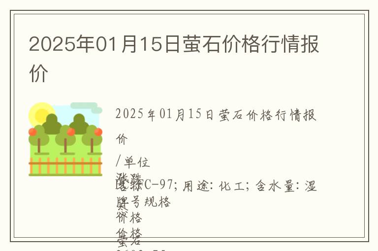 2025年01月15日螢石價(jià)格行情報(bào)價(jià)