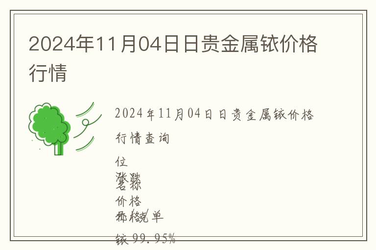 2024年11月04日日貴金屬銥價(jià)格行情