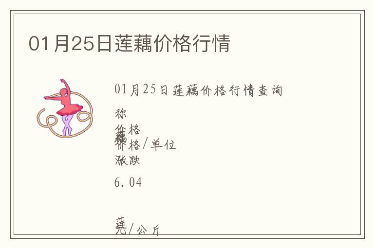 01月25日蓮藕價格行情