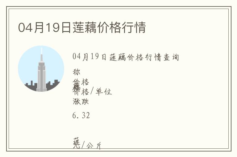04月19日蓮藕價格行情