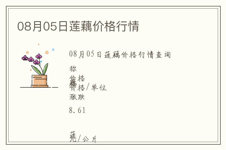 08月05日蓮藕價格行情