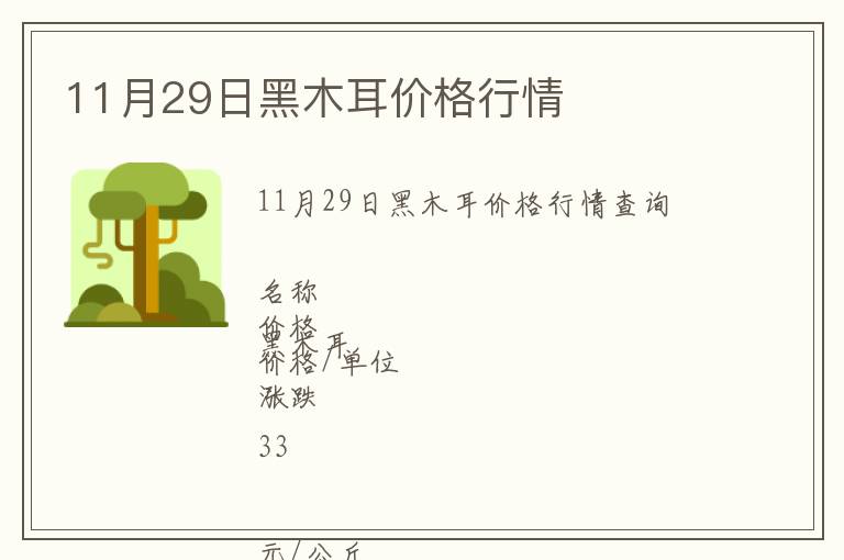 11月29日黑木耳價格行情