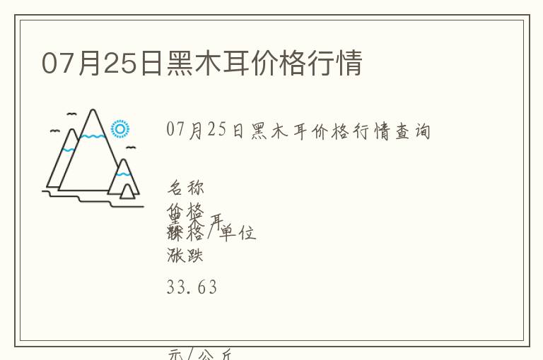 07月25日黑木耳價格行情