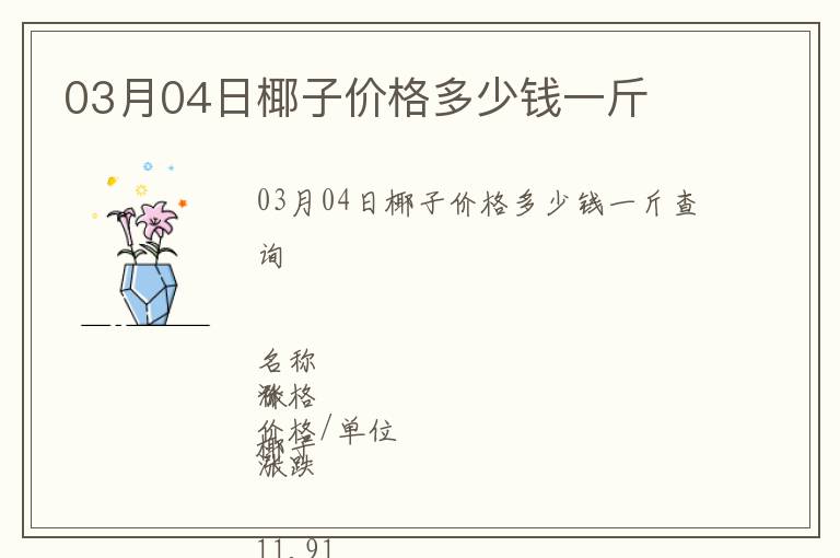 03月04日椰子價格多少錢一斤