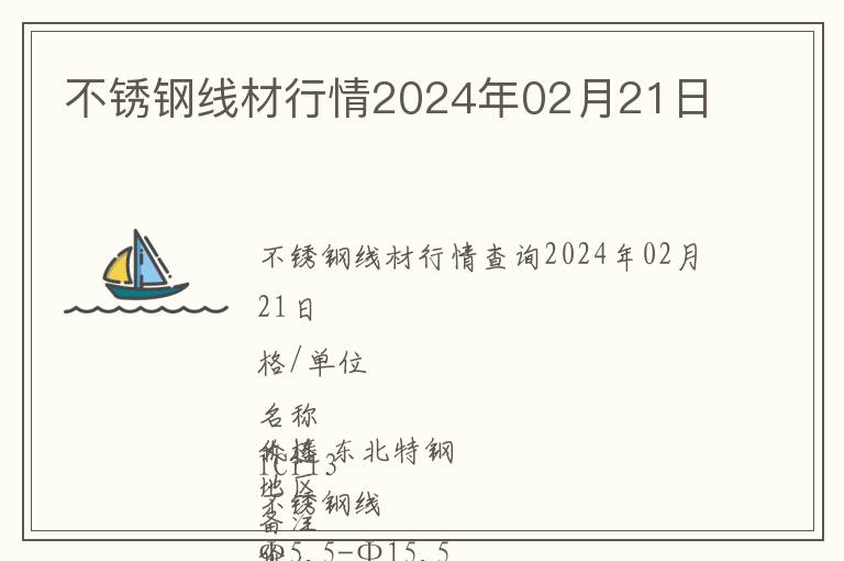 不銹鋼線材行情2024年02月21日