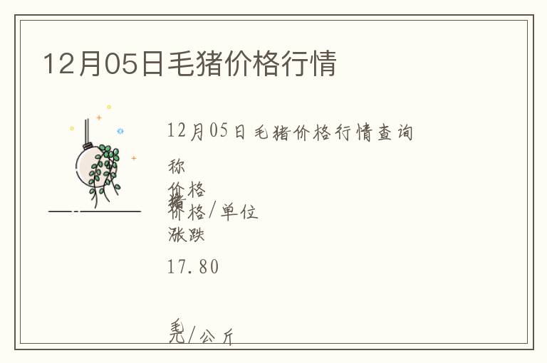 12月05日毛豬價格行情