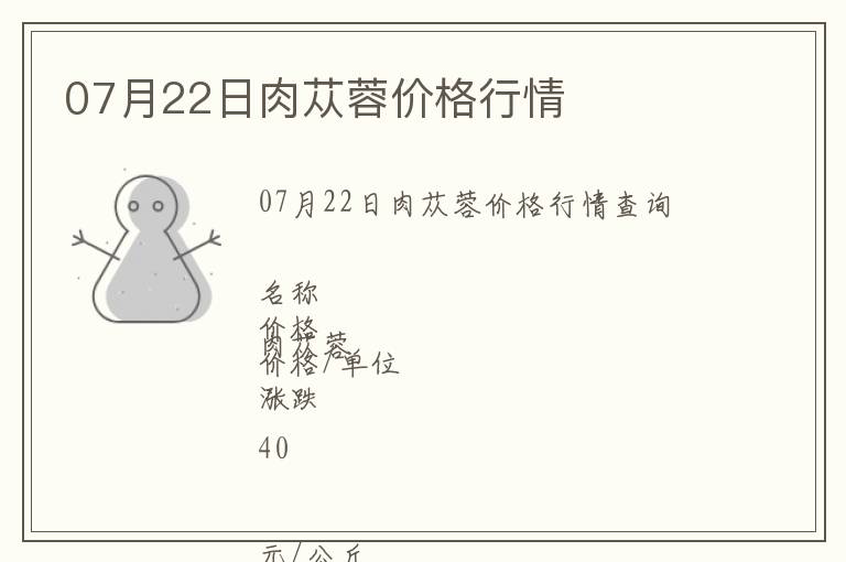07月22日肉蓯蓉價(jià)格行情