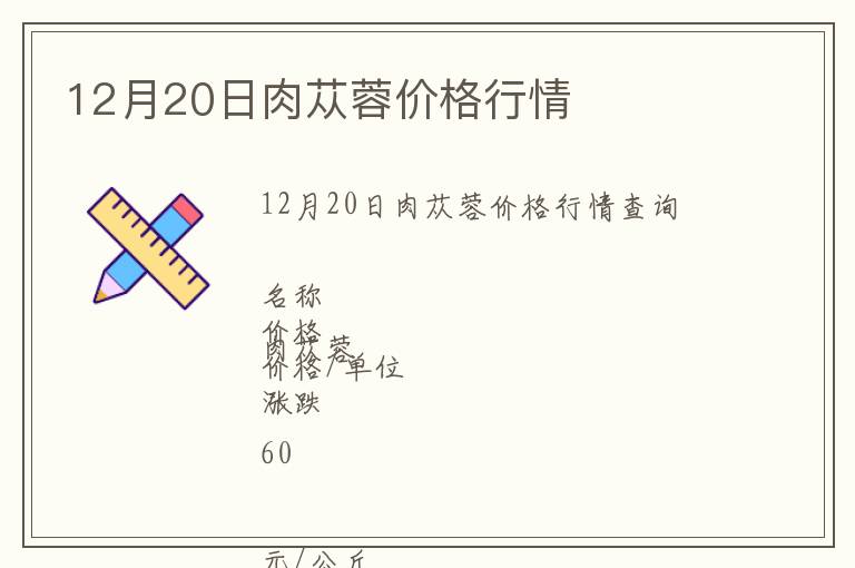 12月20日肉蓯蓉價(jià)格行情