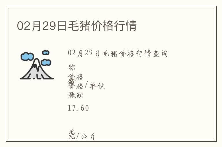 02月29日毛豬價格行情