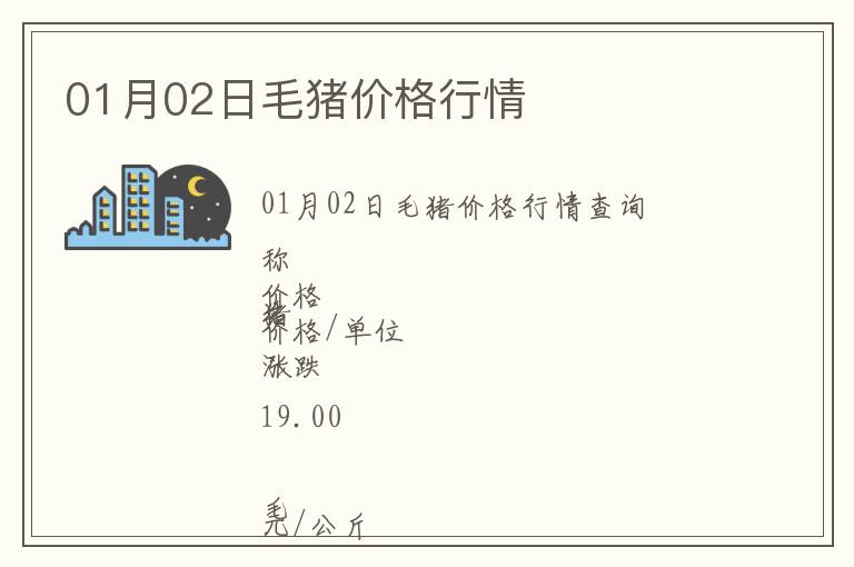 01月02日毛豬價格行情