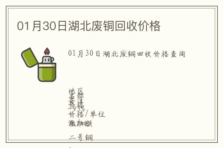 01月30日湖北廢銅回收價(jià)格