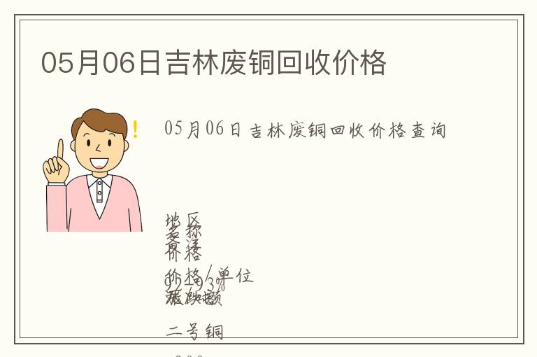 05月06日吉林廢銅回收價(jià)格