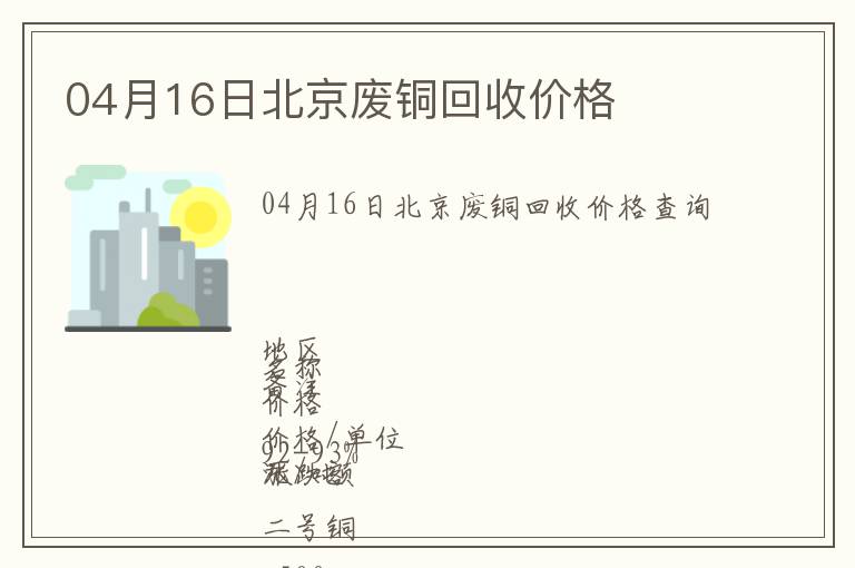 04月16日北京廢銅回收價(jià)格