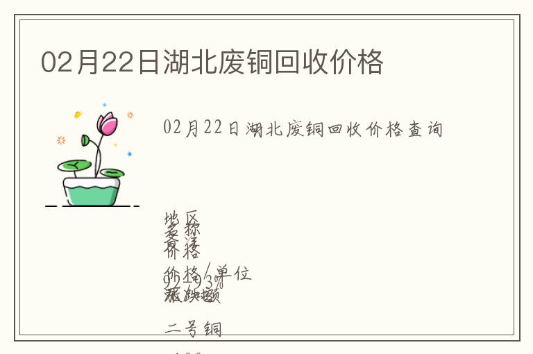 02月22日湖北廢銅回收價格