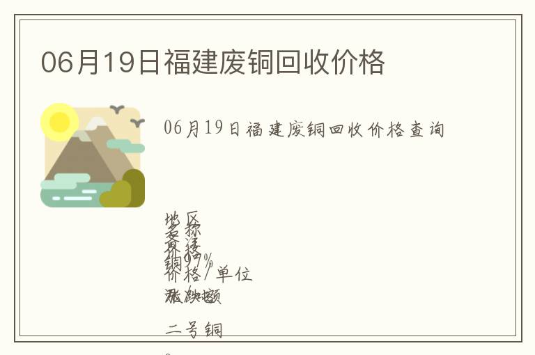 06月19日福建廢銅回收價格