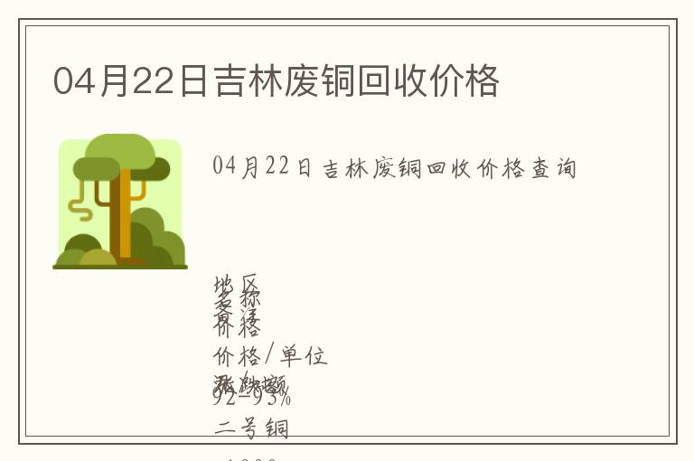 04月22日吉林廢銅回收價(jià)格