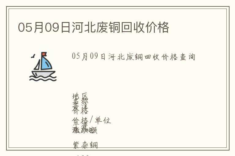 05月09日河北廢銅回收價(jià)格