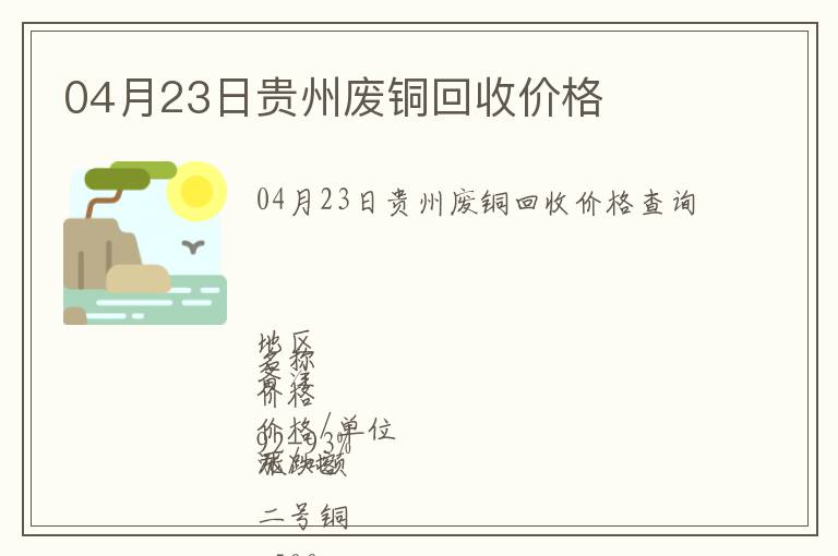 04月23日貴州廢銅回收價(jià)格