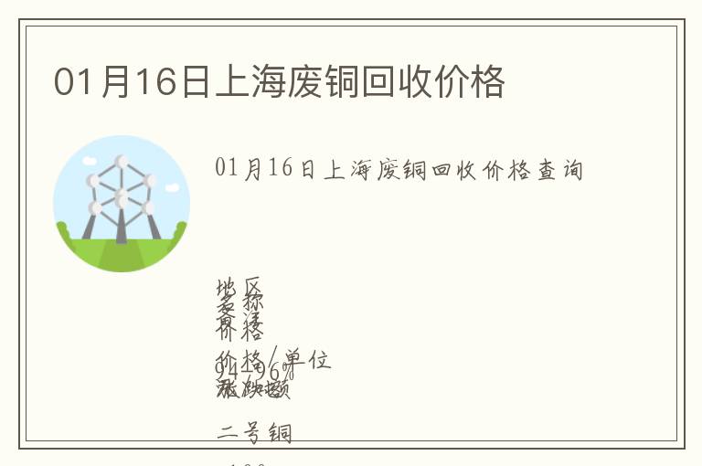 01月16日上海廢銅回收價(jià)格