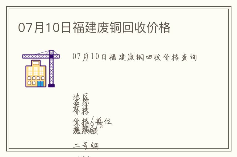 07月10日福建廢銅回收價(jià)格