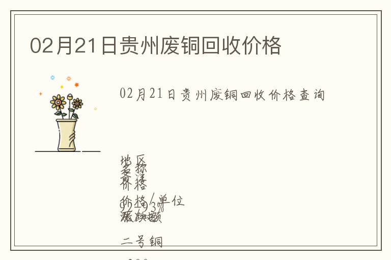 02月21日貴州廢銅回收價(jià)格
