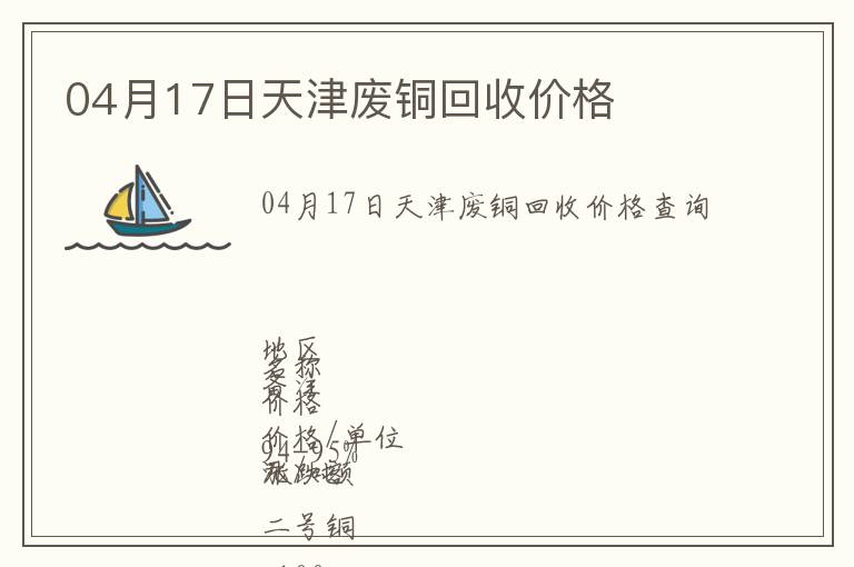 04月17日天津廢銅回收價(jià)格