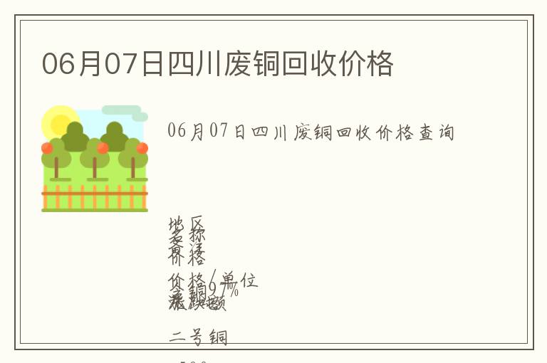 06月07日四川廢銅回收價(jià)格