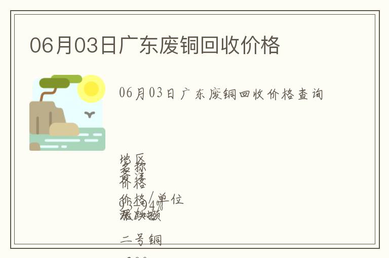 06月03日廣東廢銅回收價格