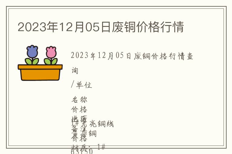 2023年12月05日廢銅價(jià)格行情