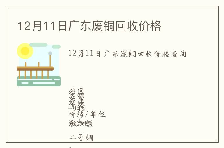 12月11日廣東廢銅回收價(jià)格