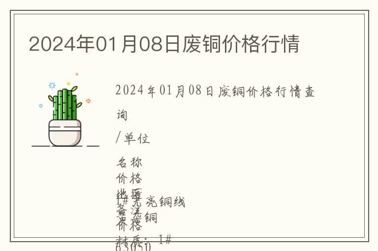 2024年01月08日廢銅價(jià)格行情