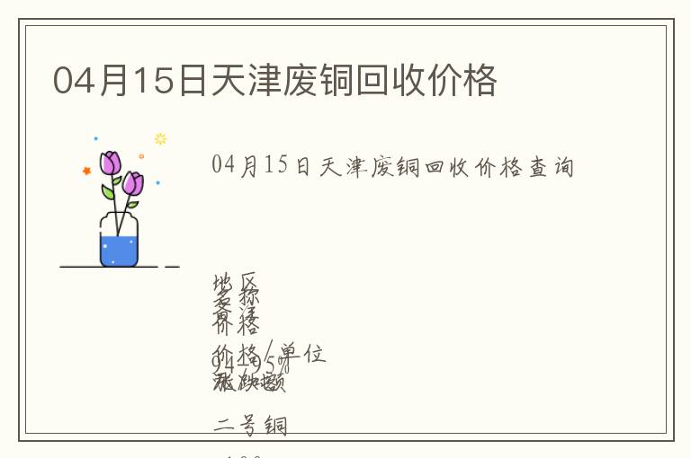 04月15日天津廢銅回收價格