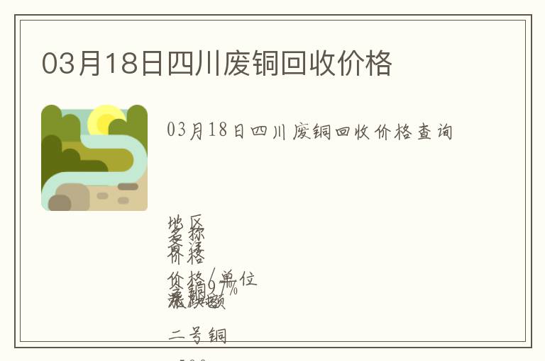 03月18日四川廢銅回收價(jià)格