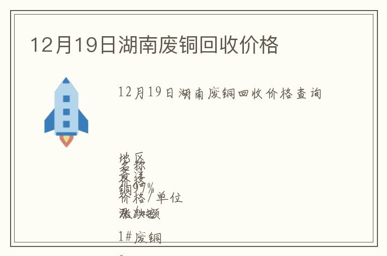 12月19日湖南廢銅回收價(jià)格