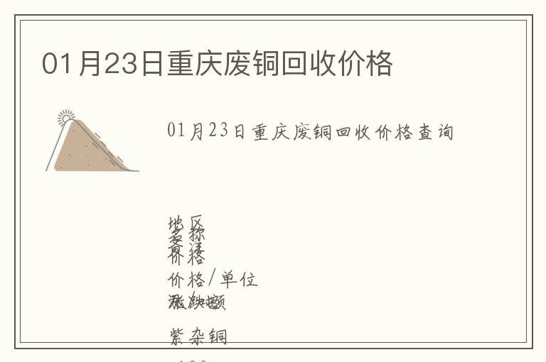 01月23日重慶廢銅回收價(jià)格