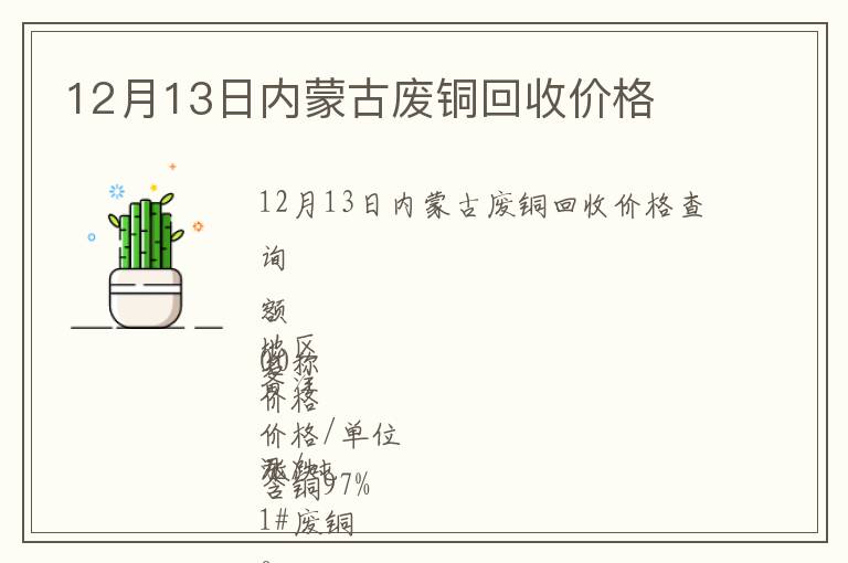 12月13日內蒙古廢銅回收價格