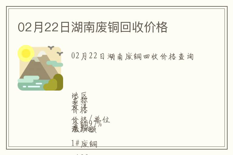 02月22日湖南廢銅回收價(jià)格