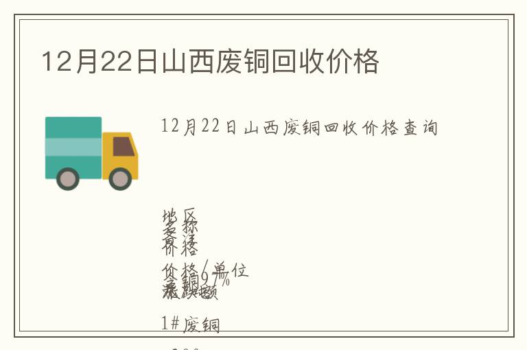 12月22日山西廢銅回收價(jià)格