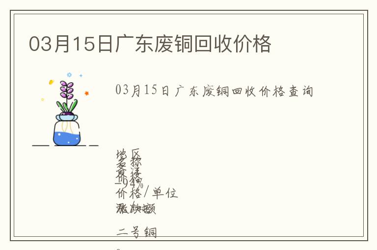 03月15日廣東廢銅回收價格
