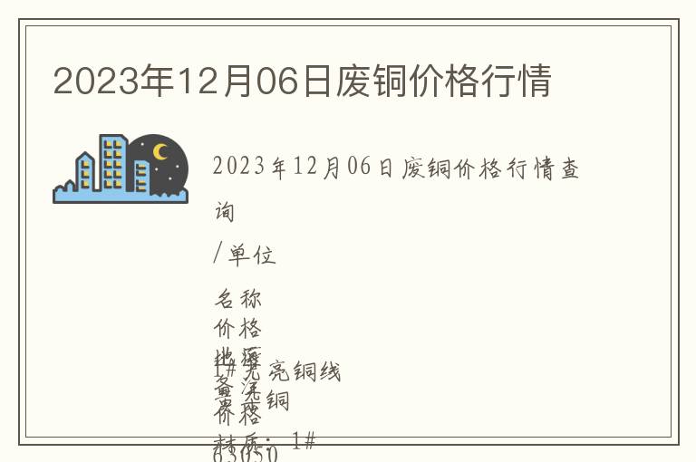 2023年12月06日廢銅價(jià)格行情