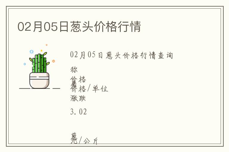 02月05日蔥頭價格行情